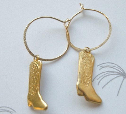 Hoops classic golden Urban Cowgirl boot charms Camp Sundance earrings