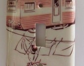 Campsite in Pink Light Switch Plate