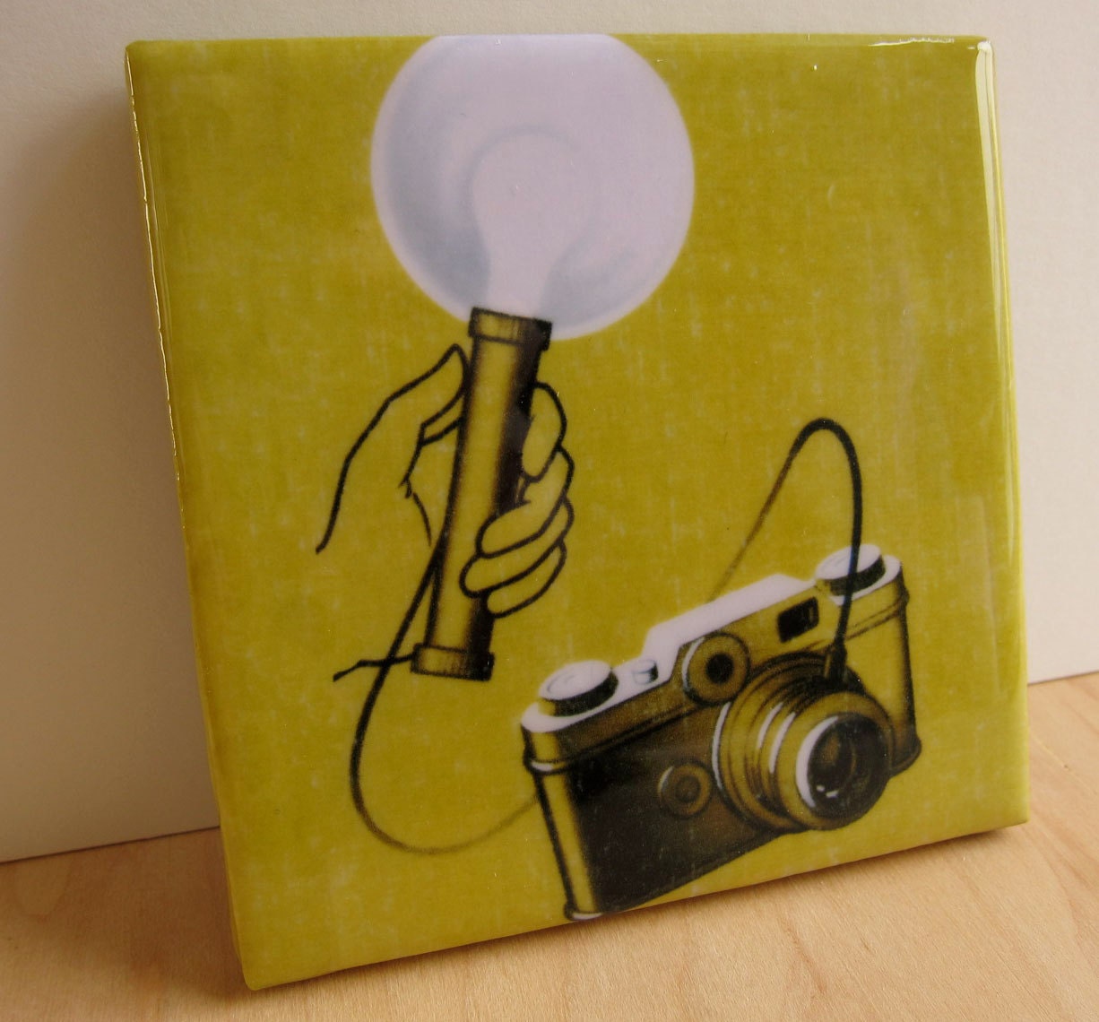 Modern Photography in Chartreuse Tile Coaster