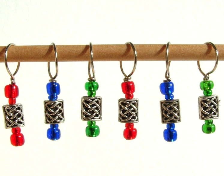 Celtic Boxes Stitch Markers--Three Pairs
