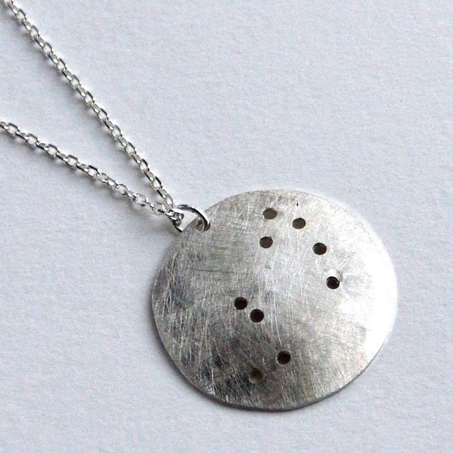 Rain Necklace - hammered and punched sterling silver disc on 16in chain