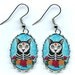 Day of the Dead Cat Earrings Sugar Skull Gothic Cat Art Cameo Earrings 25x18mm