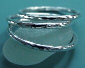 Sterling Silver Stacking Ring Set - Hand Hammered - Set of Three