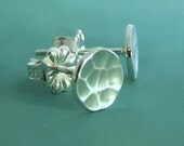 Sterling Silver Post Earrings -  Hand Hammered - Pool
