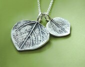 Mother and Child Aspen Leaf Necklace - Sterling Silver