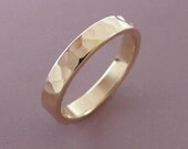 Hammered Yellow Gold Wedding Band - 3 mm - 14k Recycled Yellow Gold