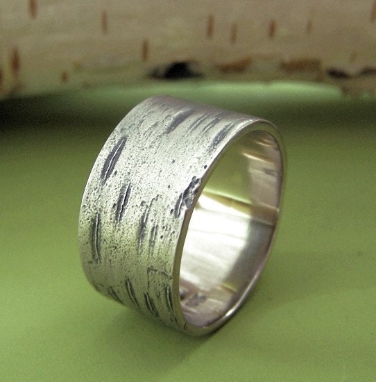 Birch Bark Wedding Ring in 14k Palladium White Gold