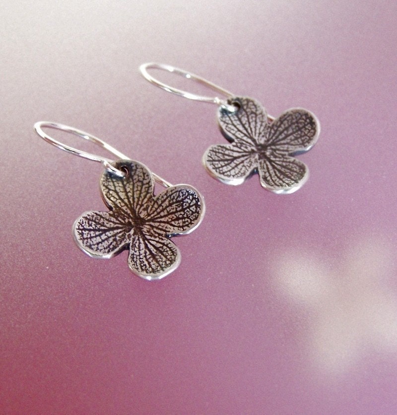 Sterling Silver Flower Earrings - Hydrangea