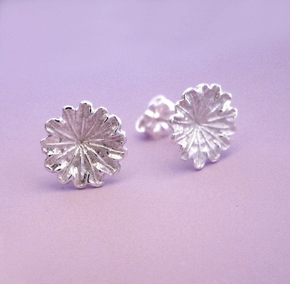 Sterling Silver Flower Post Earrings - Poppy