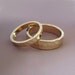 14k Yellow Gold Wedding Ring Set of Two - Hand Hammered Recycled Gold - 3 and 5 mm