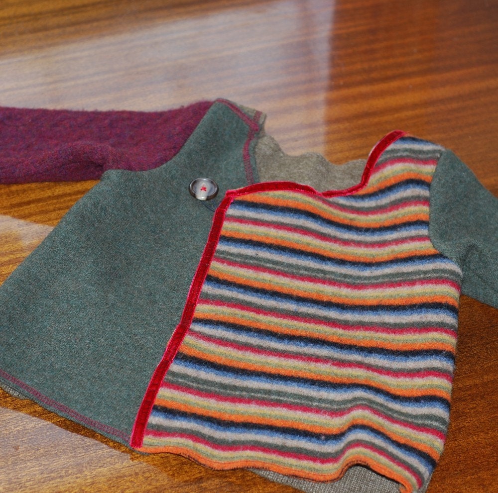 Sam .... up-cycled recycled felted wool sweater striped cardigan jacket for kids ...... from gock's frocks