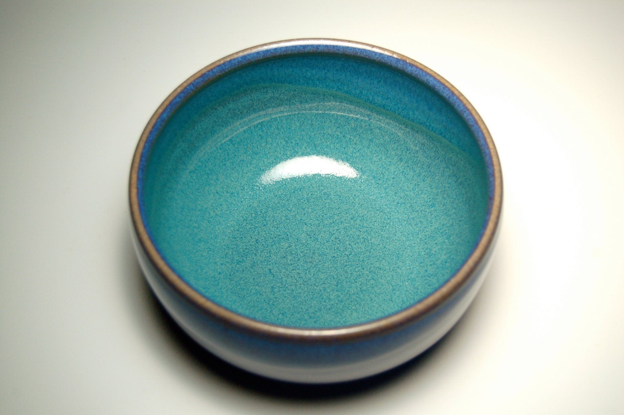 One Cereal Bowl - Hand-Thrown Blue and Teal Pottery