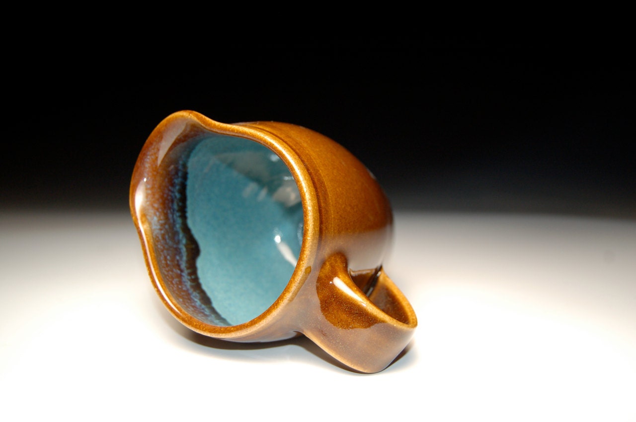 Hand-Thrown Creamer - Brown and Teal Pottery