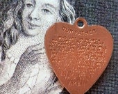 Vintage 50s Tiny LORD'S PRAYER HEART Copper Charm