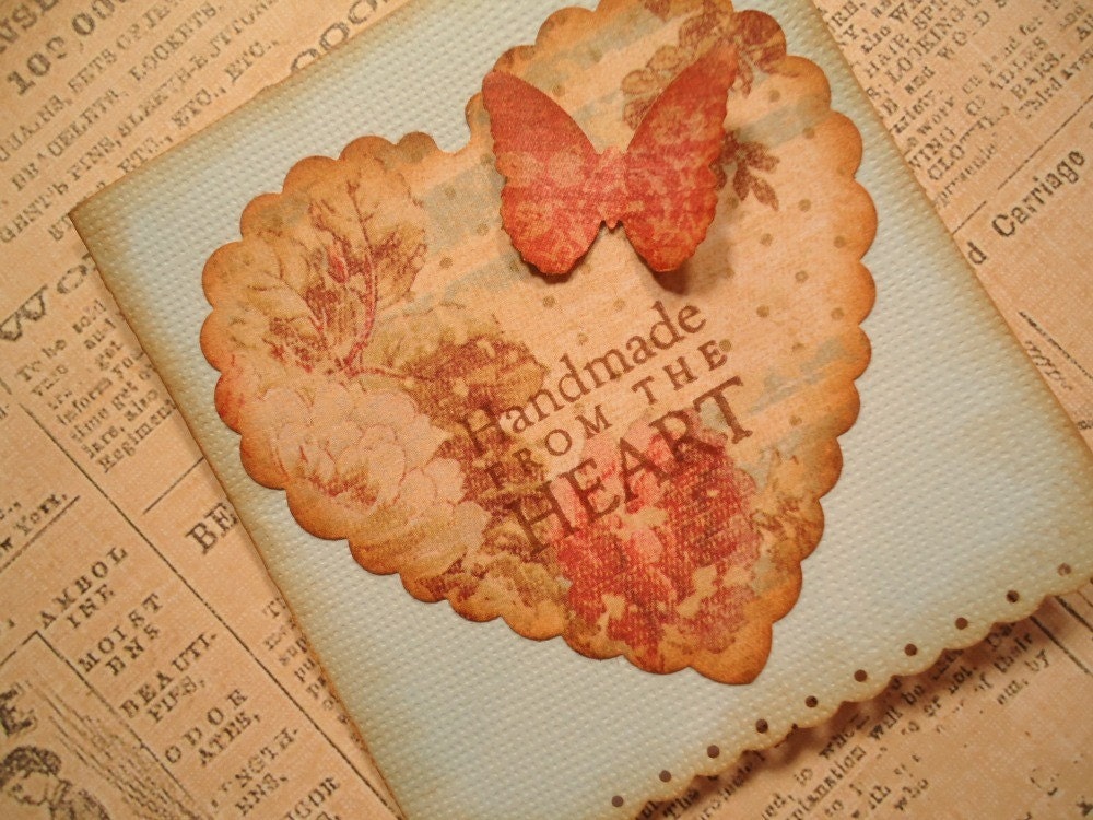 Handmade from the Heart Mini Note Cards or Gift Enclosure Cards