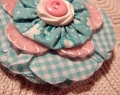 Brooch, Fab Fifties Fluffy Flower and Yoyo Pin