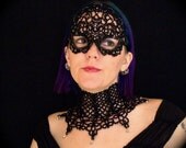 Metropolis - Tatted Lace Masquerade Mask- Beads, Sequins and Crystals