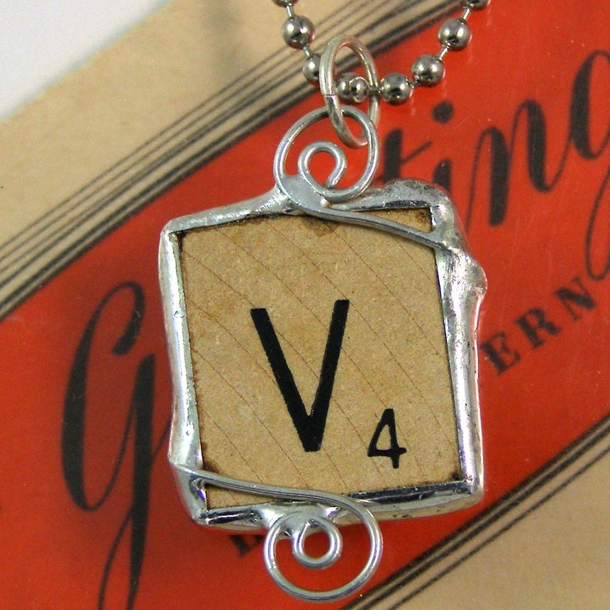 Scrabble Letter V Pendant Necklace