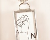 Sign Language Initial N Pendant Necklace