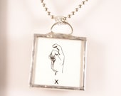 Sign Language Initial X Pendant Necklace