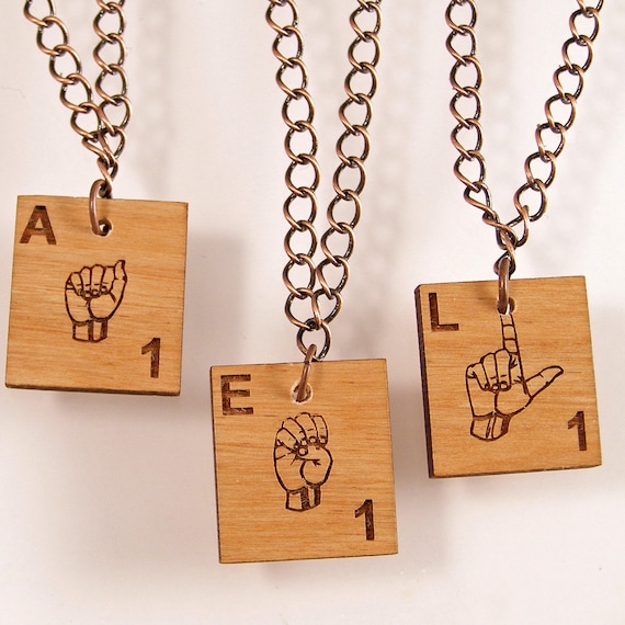ASL Scrabble Necklace - Choose your letter