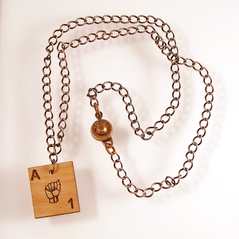 ASL Scrabble Necklace - Choose your letter