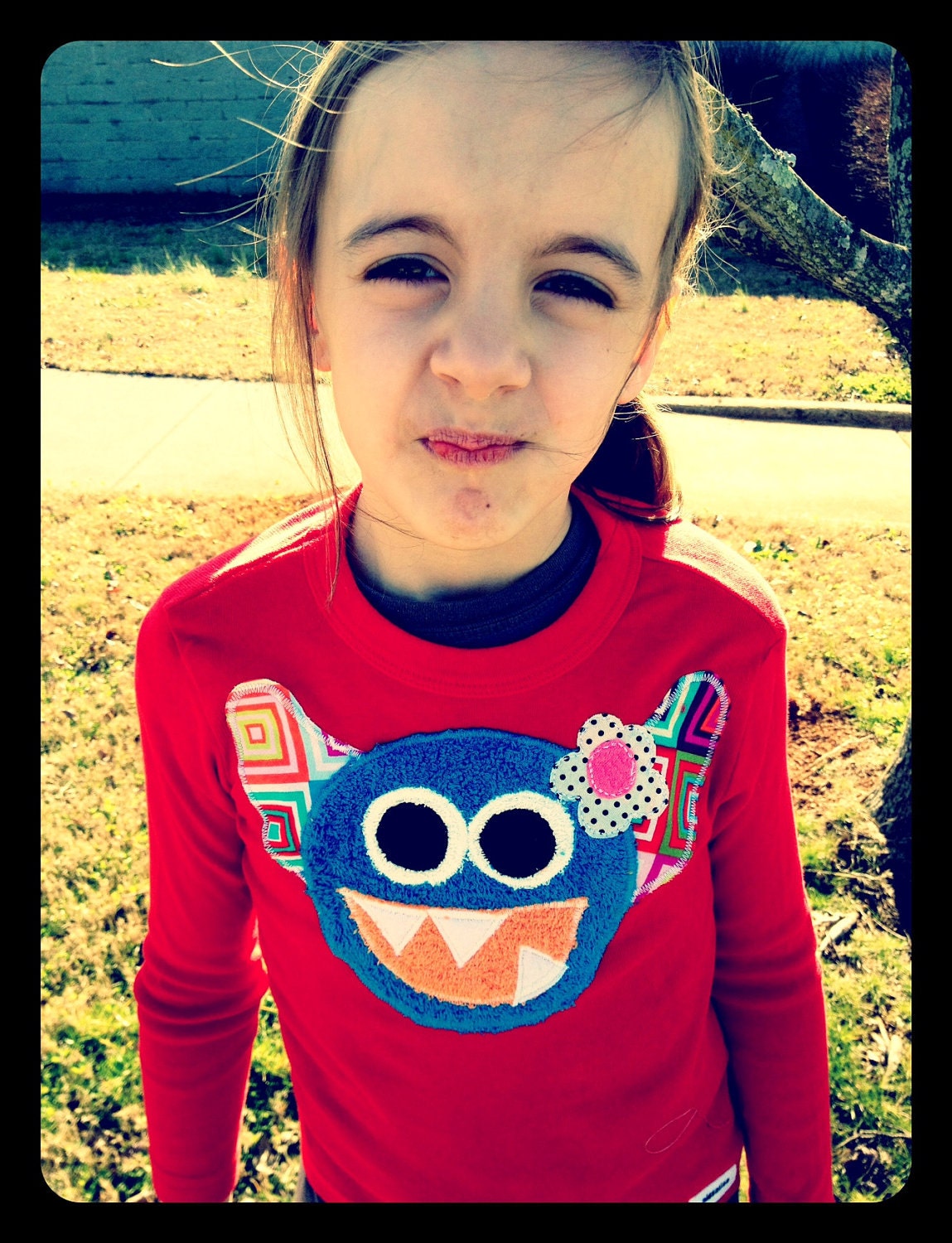 Everly the Monster Tee short or long sleeve sizes 2, 4, 6, 8, 10, 12