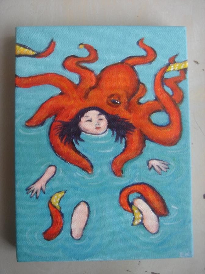 Octopus Girl Painting