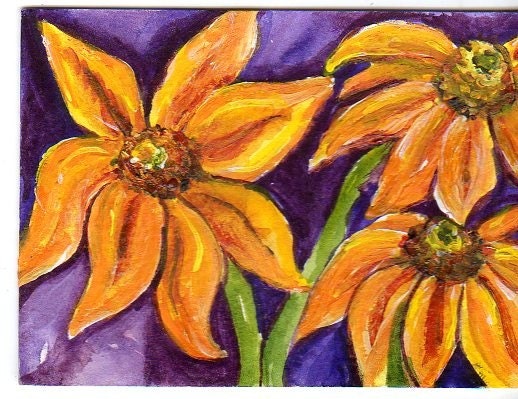 ACEO original Black Eyed Susans painting