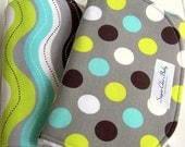 Baby Boy Burp Cloths  -  Triple Layer Chenille -  Set of 2  -Splendid  Dots & Stripes