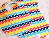 SALE....Baby Bib and Burp Cloth Set  -  TIMELESS CHEVRON  -  Triple Layer Chenille Gender Neutral