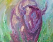 Original Buffalo Painting Yellowstone Bison Acrylic Art  Abstract 11x14 canvas SALE