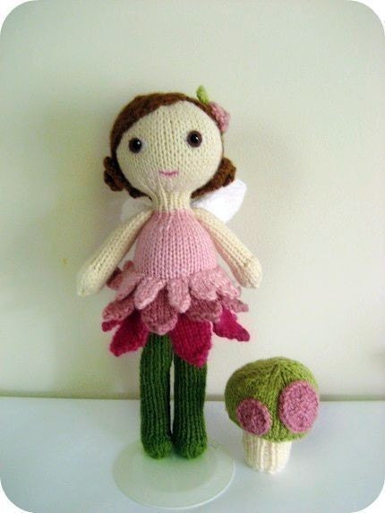 Sale - Amigurumi Knit Fairy Doll and Mushroom Pattern Set Digital Download