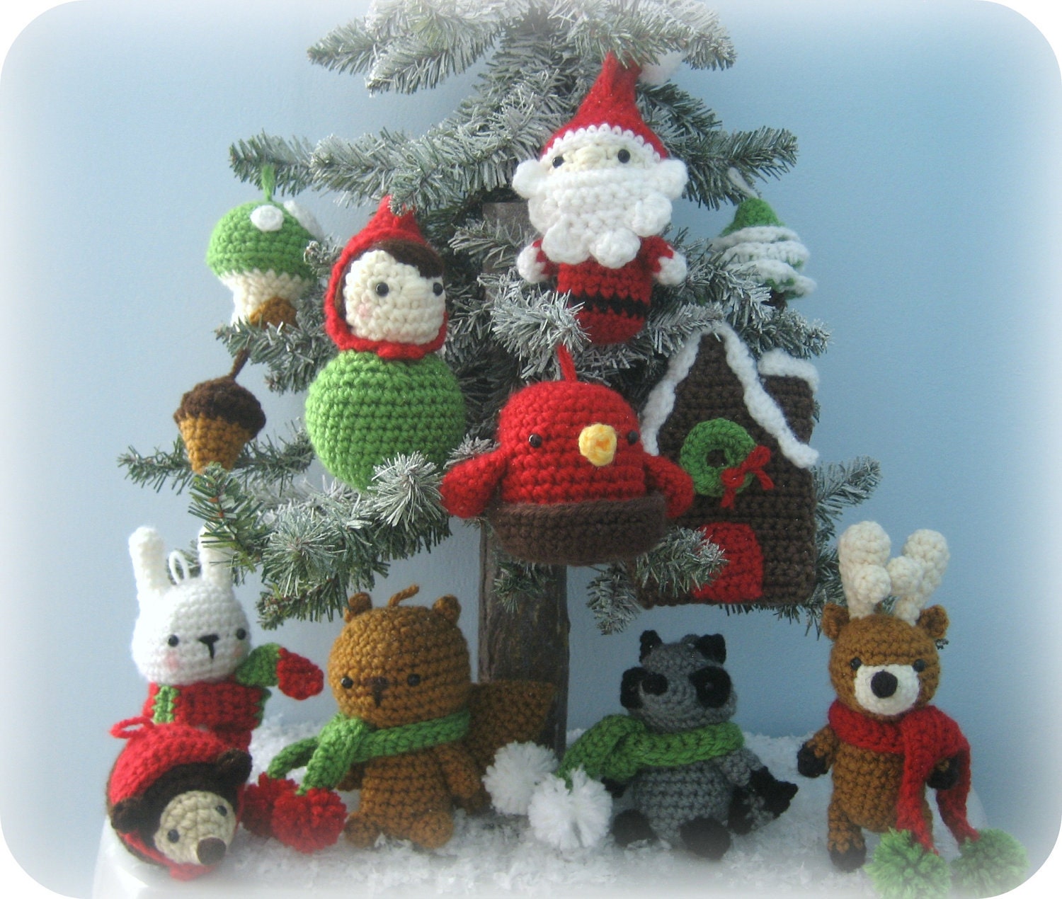 Amigurumi Woodland Christmas Ornament Crochet Pattern Set Digital Download