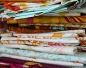 Grab Bag of  10 Different Scraps. Prints from Heather Ross' Mendocino Fabric Collection.