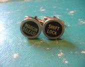 Green Margin Release and Shift Lock VINTAGE TYPEWRITER Key CUFFLINKS Rare Unique Gift