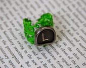RING TYPEWRITER Green Key VINTAGE Custom Letter Initials Retro Fun Upcycled