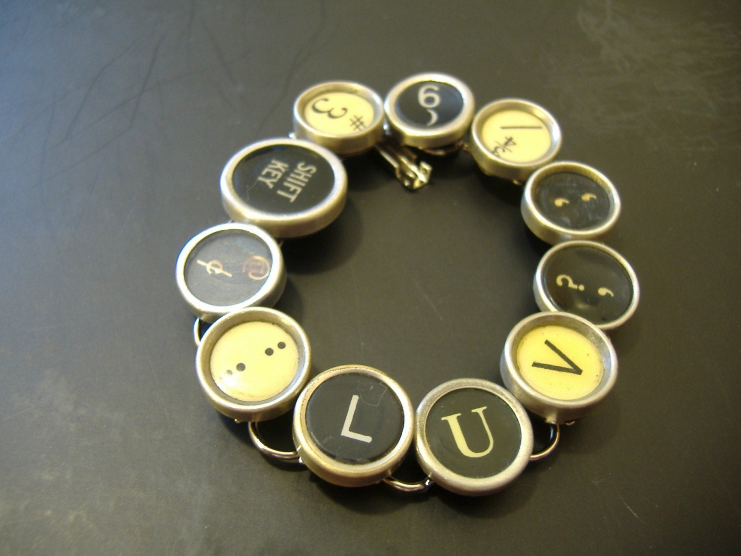 LOVE TYPEWRITER BRACELET Luv Keys New Design ooak Gift Unique