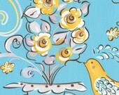 Tea Garden Fabric By Dena Designs /  HONEY BUSH in BLUE / 1 Yard Cotton Quilt  Fabric