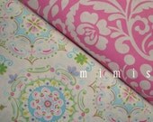 Tea Garden by Dena Designs DREAM RIGHT in Blue SILHOUETTE in Fuchsia  1 Yard Quilt Fabric