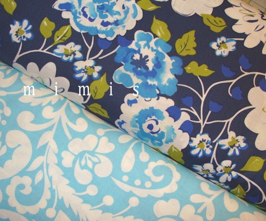 Tea Garden by Dena Designs Ying Ming  in NAVY Silhouette in BLUE , 1 Yard Quilt Fashion Fabric