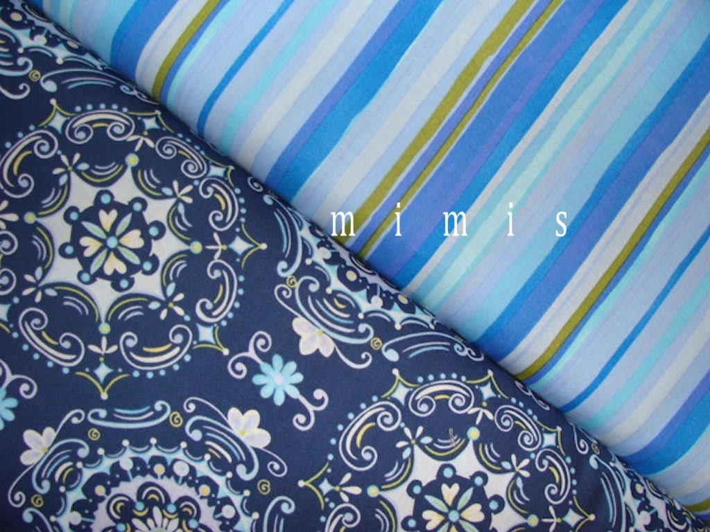 TEA GARDEN- Dena Designs-  DREAM RIGHT in NAVY, Assam in BLUE 1 Yard Quilt Fabric