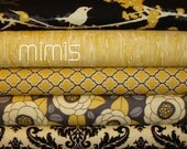 Joel Dewberry Fabric /  5 Half Yard Bundle / Vintage Yellow  / Aviary 2 - Cotton Quilt Fabric
