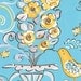 Tea Garden Fabric By Dena Designs /  HONEY BUSH in BLUE / 1 Yard Cotton Quilt  Fabric