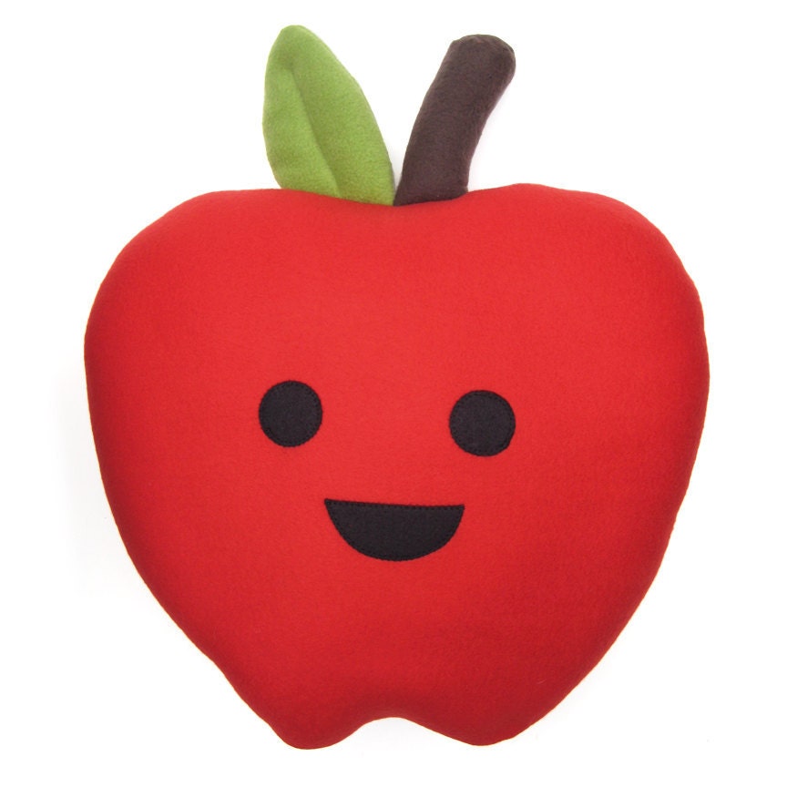 Large Happy Apple Plush Pillow