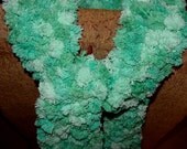 Hand Knit Scarf SHORELINE Pomp a Doodle Yarn Turquoise Blue Seafoam Pom  Free Shipping