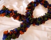 Handmade Knit Ruffle Scarf DISCO Geen Blue Purple Orange Rust Mesh Net 65" Long FREE SHIPPING