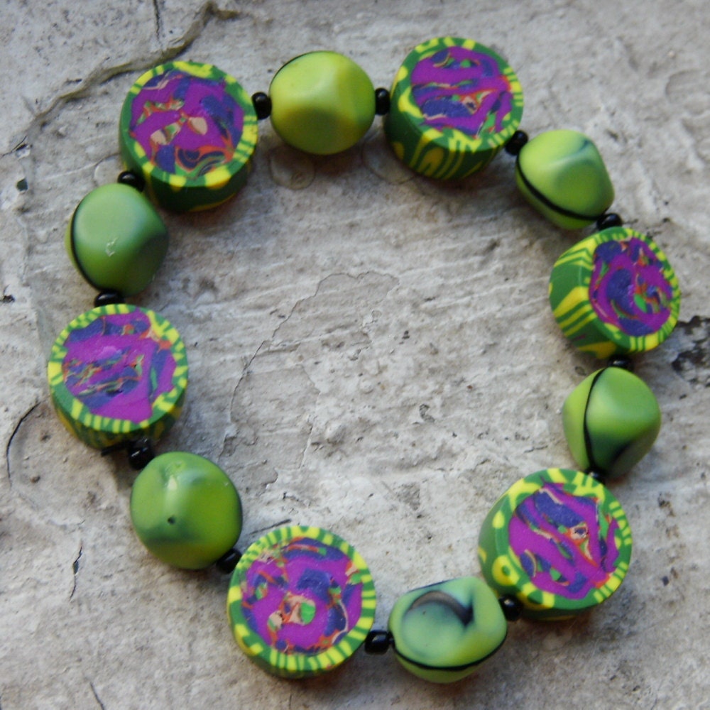 Bright Lime and Purple Bracelet