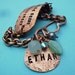 Hand Stamped Custom Personalized Antiqued Copper Id Band Bracelet w disc and beads - You choose Words, Names, Colors