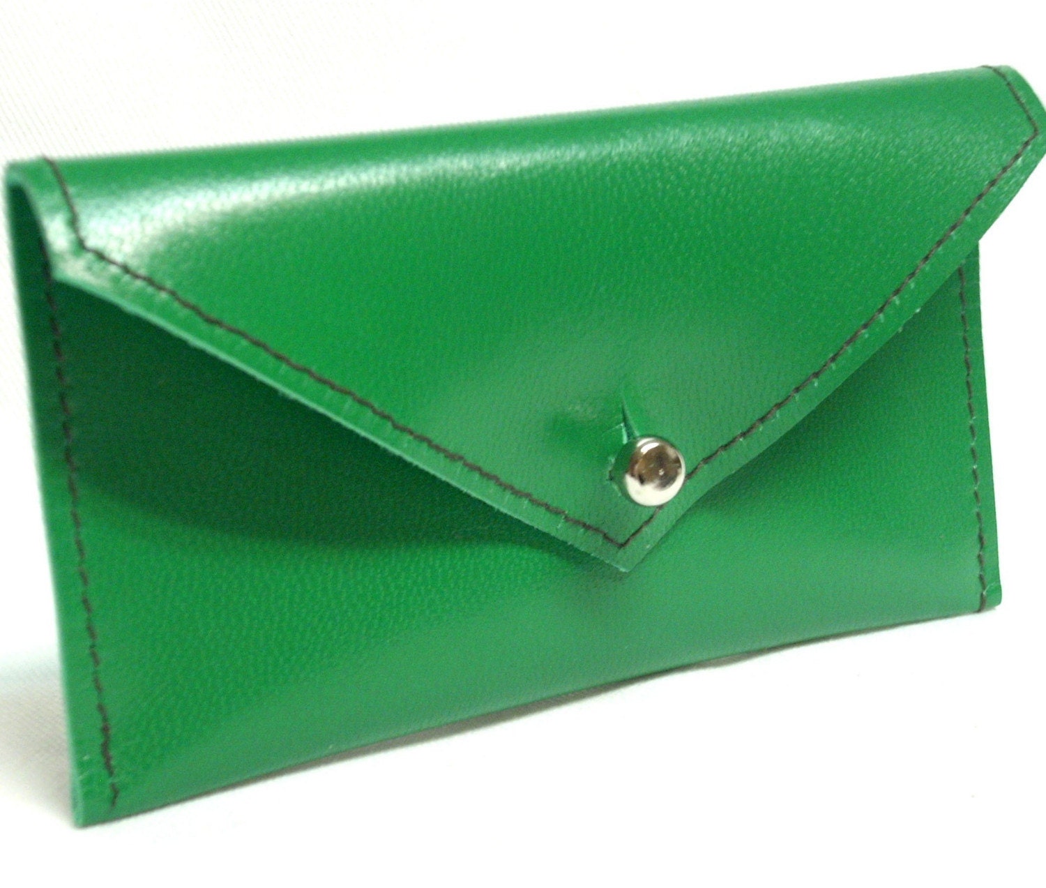 Green leather card case